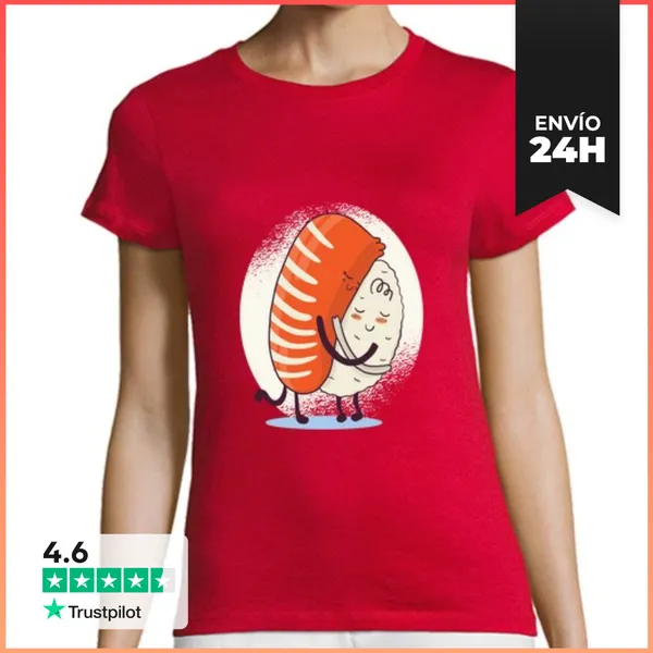 Camiseta Mujer Clásica Camiseta Abrazo De Sushi LaTostadora