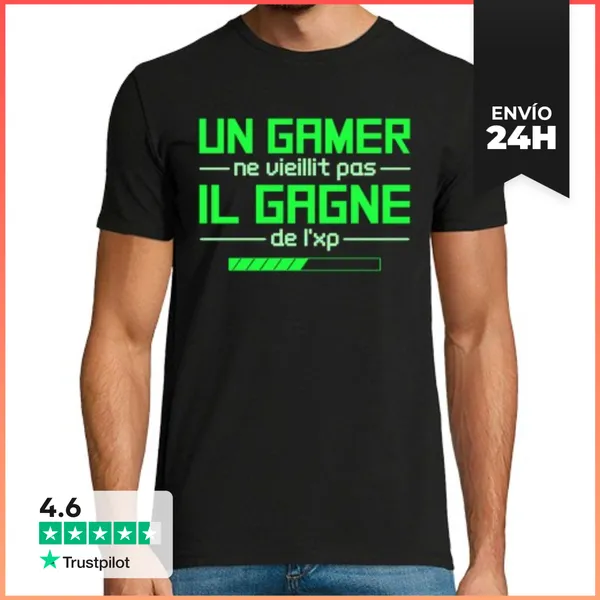 Camiseta Hombre Clásica Un Gamer No Envejece Gana Lxp LaTostadora