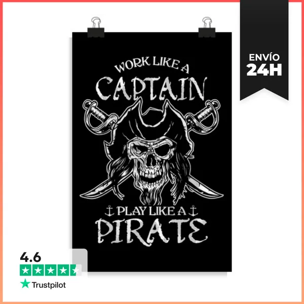 Póster Vertical Trabajo Desgastado Como Un Capitán Juega