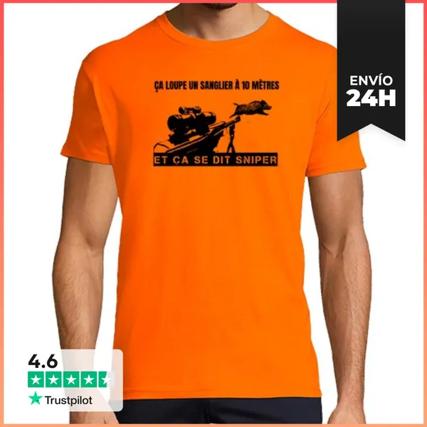 Camiseta Hombre Clásica Hombre, Manga Corta, Naranja, Calidad
