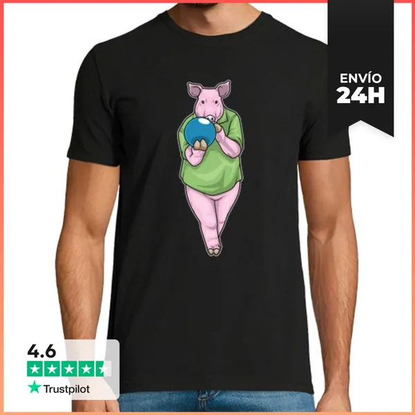Camiseta Hombre Clásica Bola De Bolos De Cerdo LaTostadora