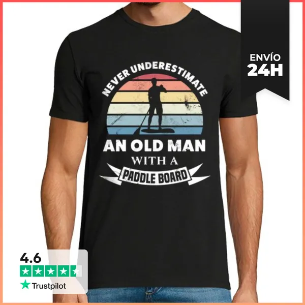 Camiseta Hombre Clásica Papá Divertido Regalo De Paddleboarding