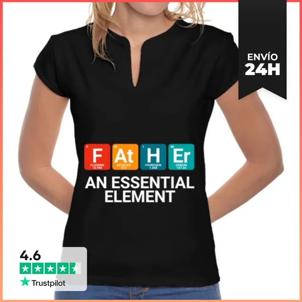 Camiseta Mujer Cuello Mao Padre Un Elemento Esencial Química