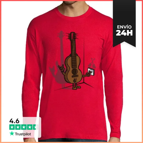 Camiseta Hombre Manga Larga Guitarra Eléctrica LaTostadora