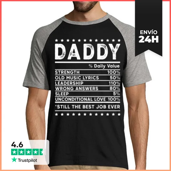 Camiseta Hombre, Estilo Béisbol DADDY DAILY VALUE BEST JOB EVER
