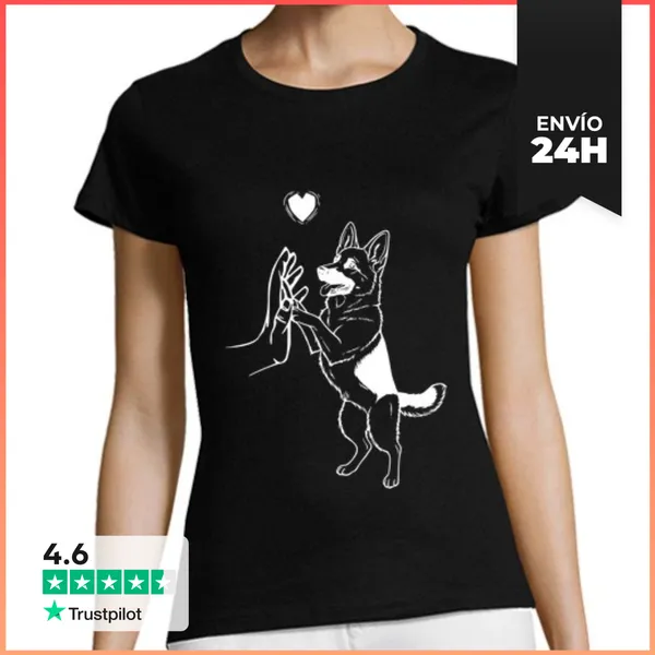 Camiseta Mujer Clásica Arte De Perro Pastor Alemán LaTostadora