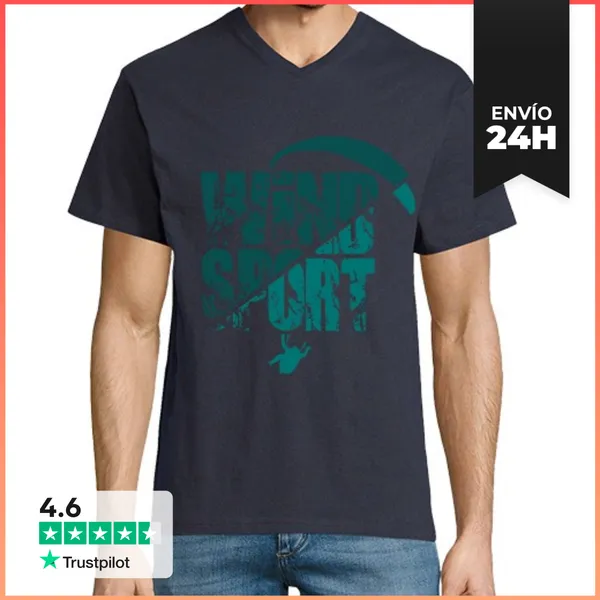 Camiseta Hombre, Cuello Pico Windsport Parapente Parapente