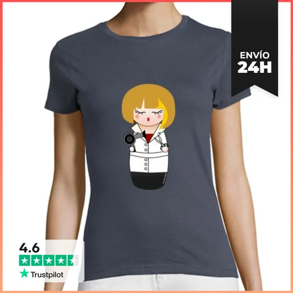 Camiseta Mujer Clásica Camiseta Kokeshi Peluquera Rubia