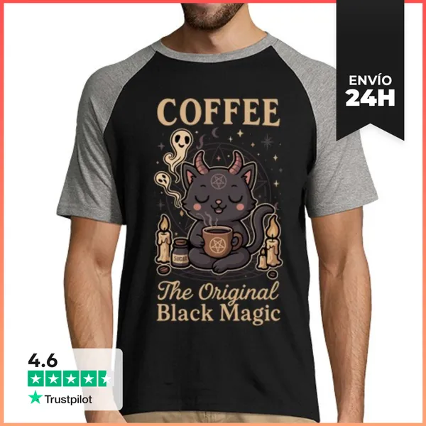 Camiseta Hombre, Estilo Béisbol COFFEE BLACK MAGIC LaTostadora