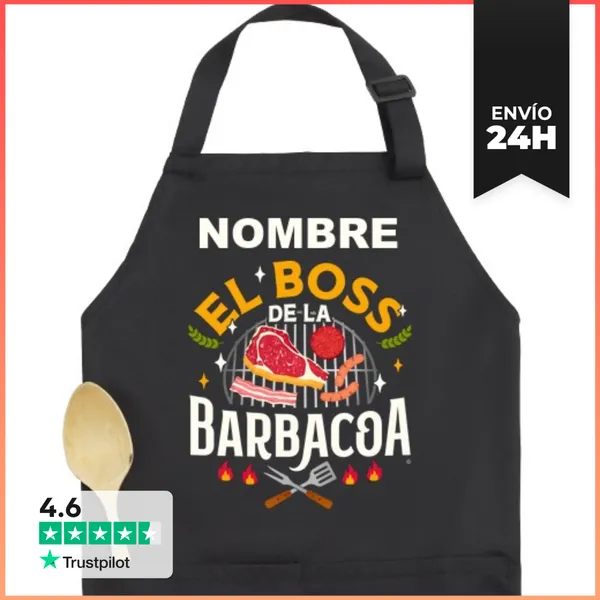 Delantal Premium Con Bolsillo NOMBRE El Boss De La Barbacoa