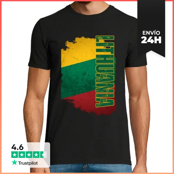 Camiseta Hombre Clásica Bandera De Lituania, Amo Lituania