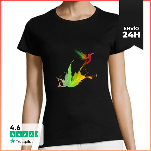 Camiseta Mujer Clásica Colibrí De Colores LaTostadora