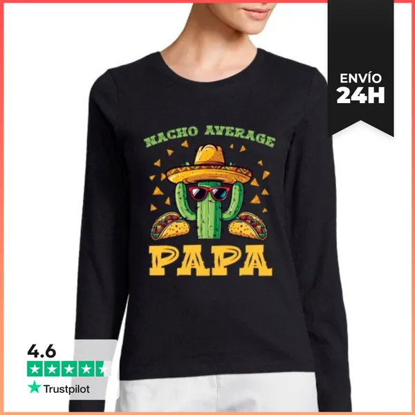 Camiseta Mujer Manga Larga Papá Taco Cactus Divertido No Es Un