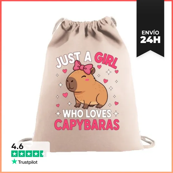 Mochila Saco Con Cuerdas Chica Que Ama Las Capibaras LaTostadora