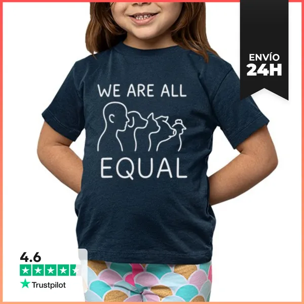 Camiseta Clásica Para Niños We Are All Equal Animalista Derechos