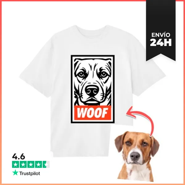 Camiseta Oversize Efecto Ilustración Camiseta Oversize WOOF Foto