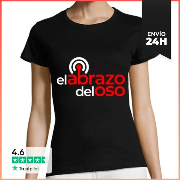 Camiseta Mujer Clásica Abrazo Basic Casual Negra LaTostadora