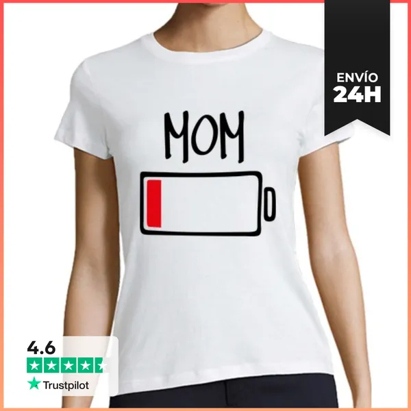 Camiseta Mujer Clásica Out Of Batteries... Mom LaTostadora