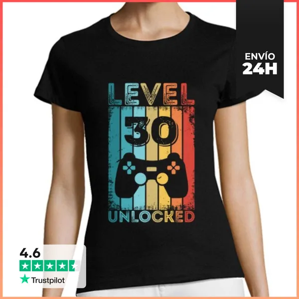 Camiseta Mujer Clásica Nivel De Juego 30 Desbloqueado 30 Cumpl
