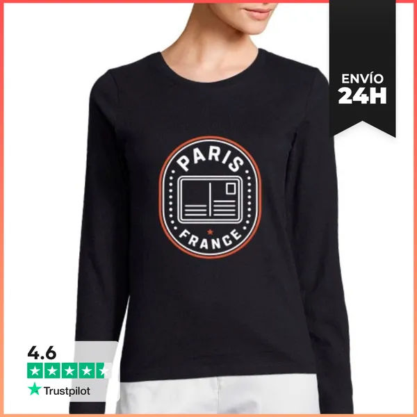 Camiseta Mujer Manga Larga Viaje A París Viaje Francia Torre