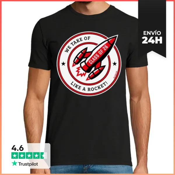 Camiseta Hombre Clásica Clase Del 26 - Despegamos Como Un Cohete