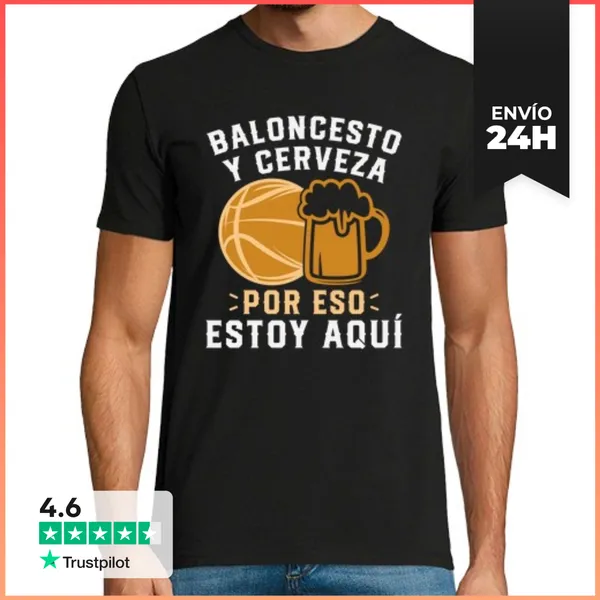 Camiseta Hombre Clásica Baloncesto Y Cerveza Por Eso Estoy Aquí