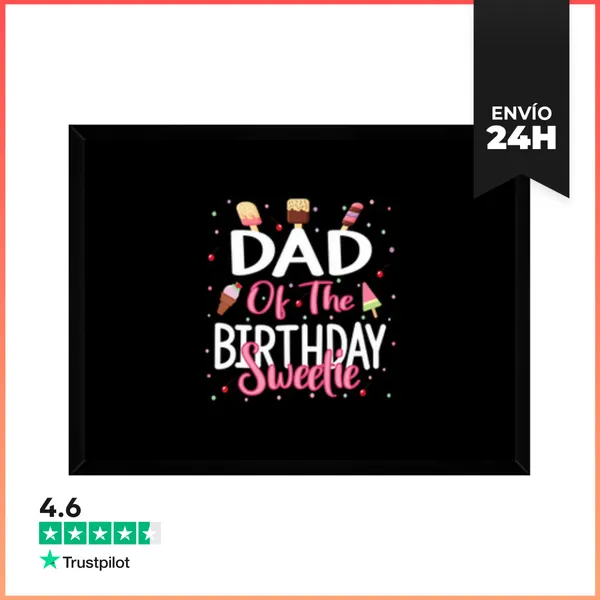 Cuadro Con Marco Horizontal Papá De La Niña Dulce Del Cumpleaños