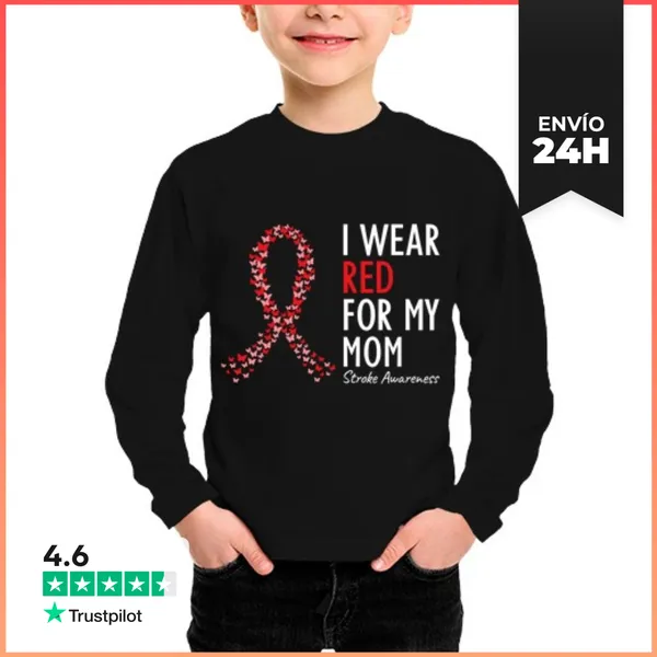 Camiseta Manga Larga Para Niños Llevo Rojo Por La Concienciación