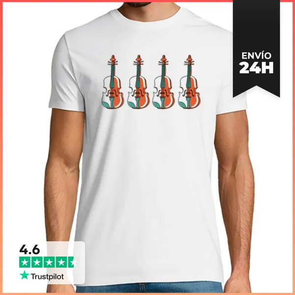 Camiseta Hombre Clásica Violín Instrumento Musical Violín