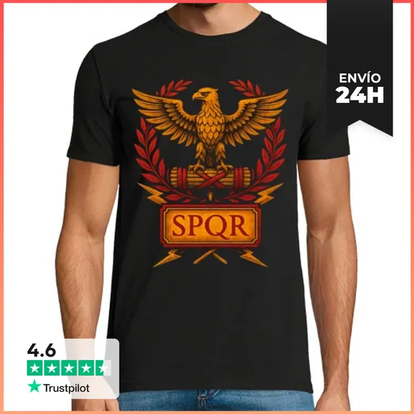 Camiseta Hombre Clásica SPQR Imperio Romano Antigua Roma