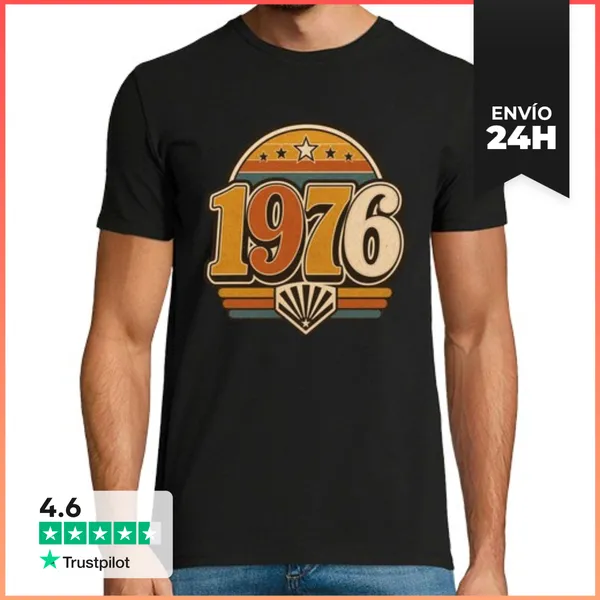Camiseta Hombre Clásica 1976 Original Vintage Sunset Birthday