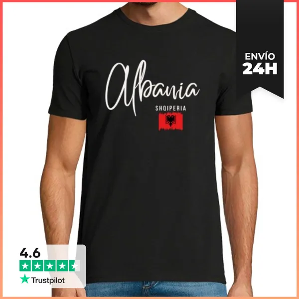 Camiseta Hombre Clásica Orgullo Albanés, Diseño Minimalista