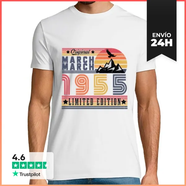Camiseta Hombre Clásica Cosecha 1955 - Nacido En Marzo De 1955