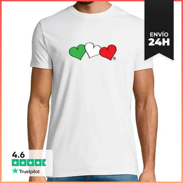 Camiseta Hombre Clásica CORAZONES BANDERA ITALIANA LaTostadora