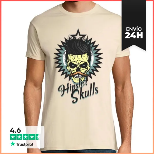 Camiseta Hombre Clásica Cráneo Inconformista Cráneo Cráneo Barb