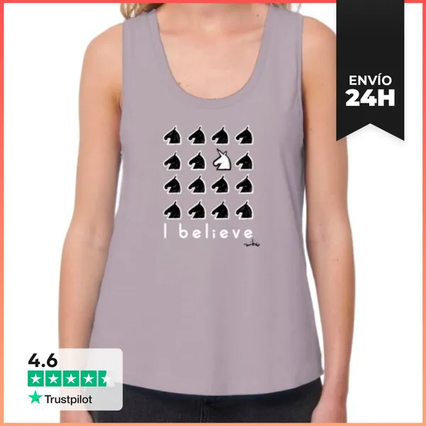Camiseta Mujer Sin Mangas, Loose Fit Unicornio Mitiko LaTostadora