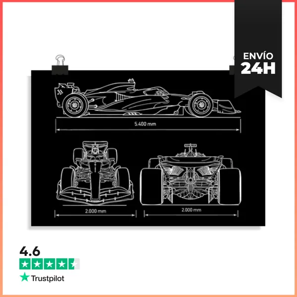 Póster Horizontal F1 SILUETA COCHE INGENIERO GRAN PREMIO