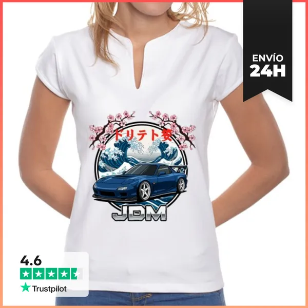Camiseta Mujer Cuello Mao JDM RX7 LaTostadora