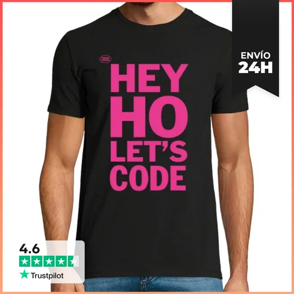 Camiseta Hombre Clásica Hey Ho Let's Code LaTostadora
