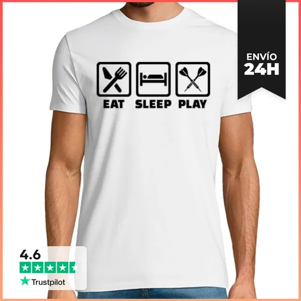 Camiseta Hombre Clásica Comer Jugar A Los Dardos Del Sueño