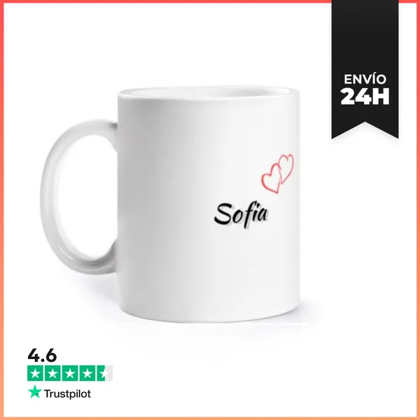 Taza Primer Nombre Sofía Simple Corazón Rosa LaTostadora