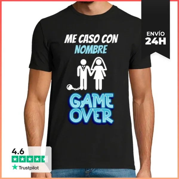 Camiseta Hombre Clásica Camiseta Game Over Hombre Con Nombre