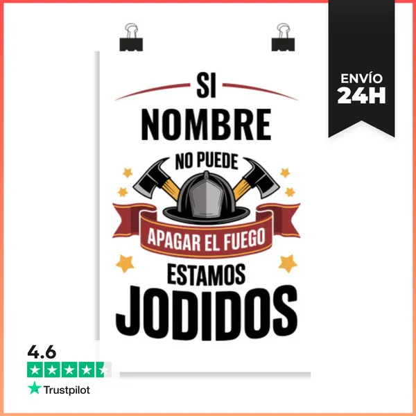 Póster Vertical Bombero Nombre Personalizable LaTostadora