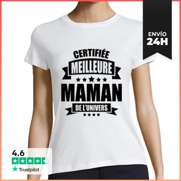 Camiseta Mujer Clásica Certificada Mejor Mamá Del Universo