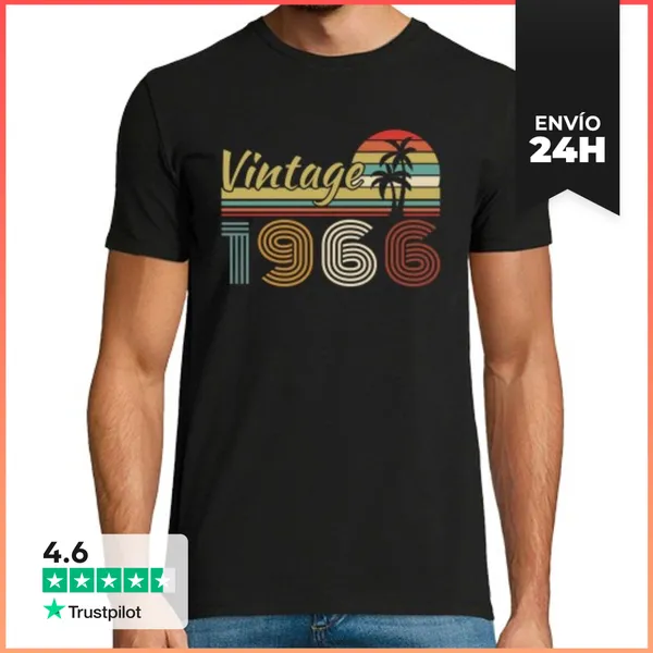 Camiseta Hombre Clásica 60 Años 1966 Vintage Retro Aniversario