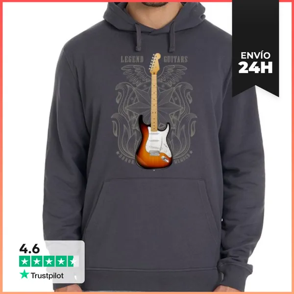 Sudadera Unisex Con Capucha Guitarra Eléctrica Legendaria Strato