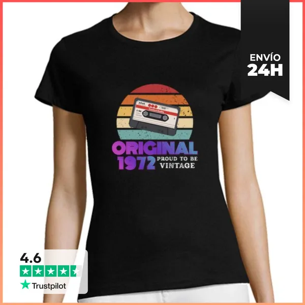 Camiseta Mujer Clásica Orgulloso De Ser Vintage 1972 LaTostadora
