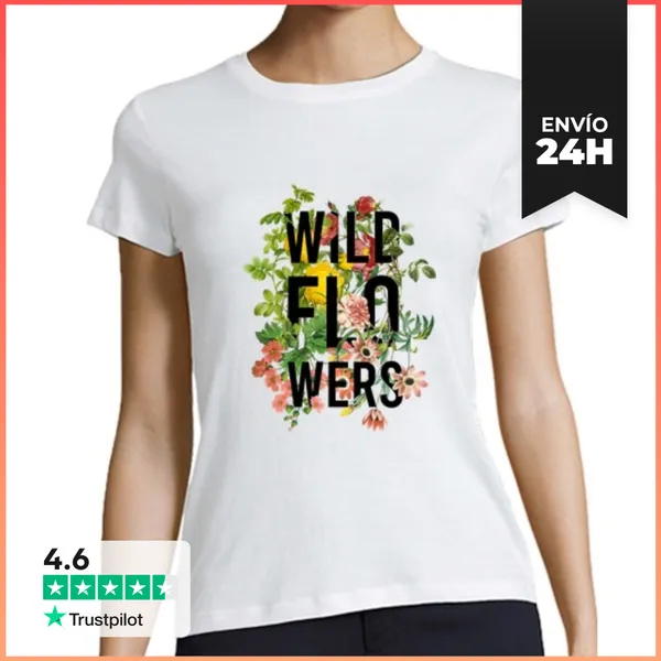 Camiseta Mujer Clásica Flores Silvestres Planta Jardinería