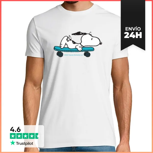 Camiseta Hombre Clásica Snoopy Skate Fast LaTostadora