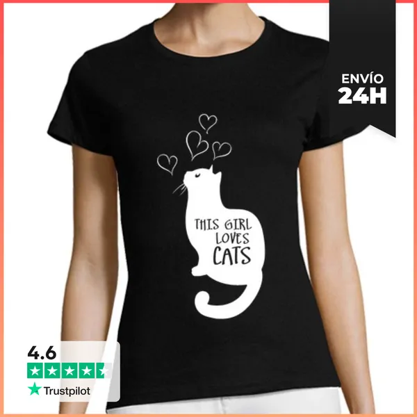 Camiseta Mujer Clásica This Girl Loves Cats LaTostadora